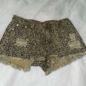 cheetah jean shorts